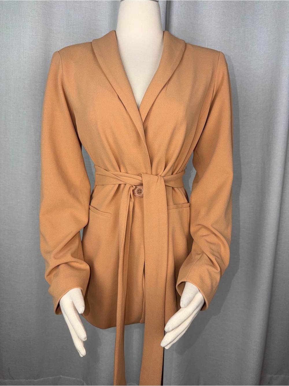 IMAN Tan Camel Tie-Waist Blazer